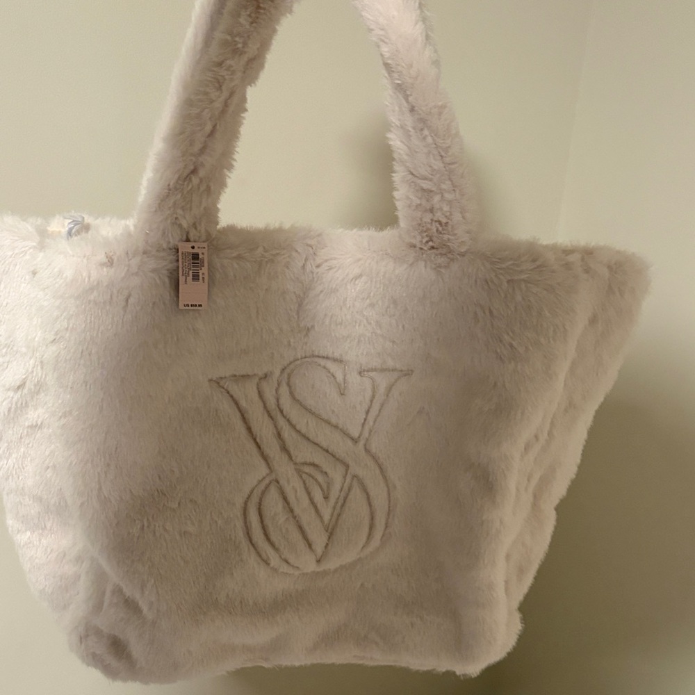Victoria's Secret Cream Faux Fur Tote